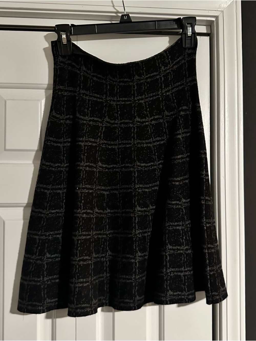 Max Studio Black Windowpane A-Line Skirt